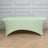 Green fitted table cover for rectangular tables.