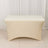 Beige folding table with a smooth surface and curved edges
