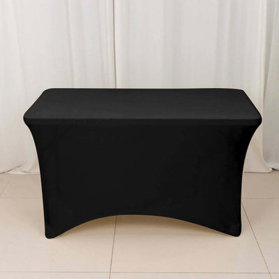 Stretch Spandex Rectangle Tablecloth 48"x30" Black - Form-Fitting Table Cover