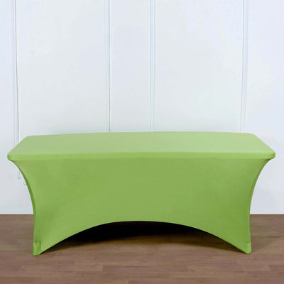 Stretch Spandex Rectangle Tablecloth 6ft Apple Green - Wrinkle Free Fitted Table Cover
