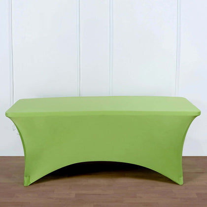 Stretch Spandex Rectangle Tablecloth 6ft Apple Green - Wrinkle Free Fitted Table Cover