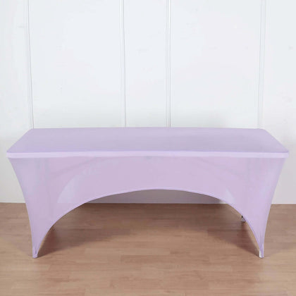 Stretch Spandex Rectangle Tablecloth 6ft Lavender Lilac - Wrinkle Free Fitted Table Cover