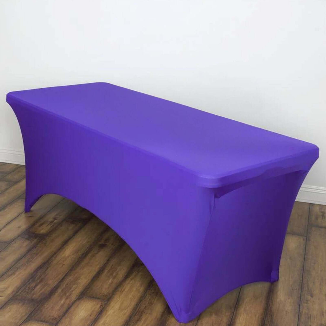 Purple stretch table cover for events and displays