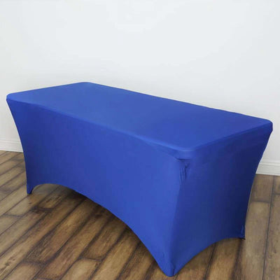 Stretch Spandex Rectangle Tablecloth 6ft Royal Blue - Wrinkle Free Fitted Table Cover