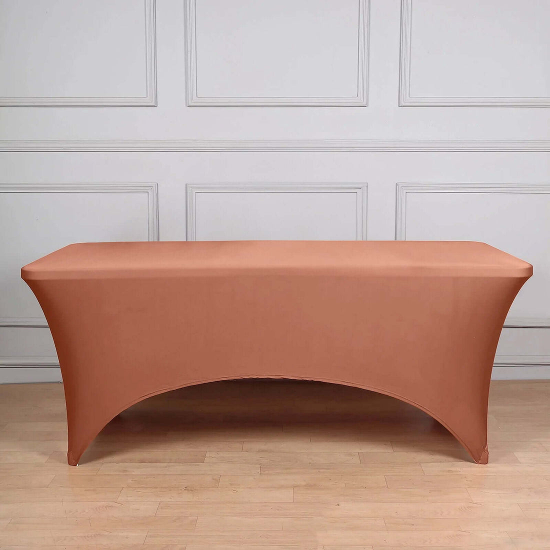 Brown fitted table cover for event decor