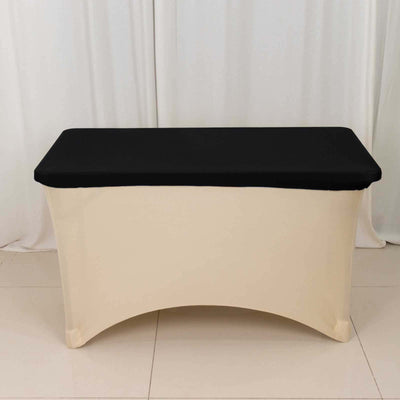 Stretch Spandex Rectangle Tablecloth Top Cover 48"x30" Black - Tailored Fit Table Topper Cap