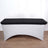 Black table cover with white fitted skirt for events and displays