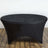 Black fitted table cover for round tables, ideal for events and parties.