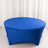 Blue round table cover on a plain background.