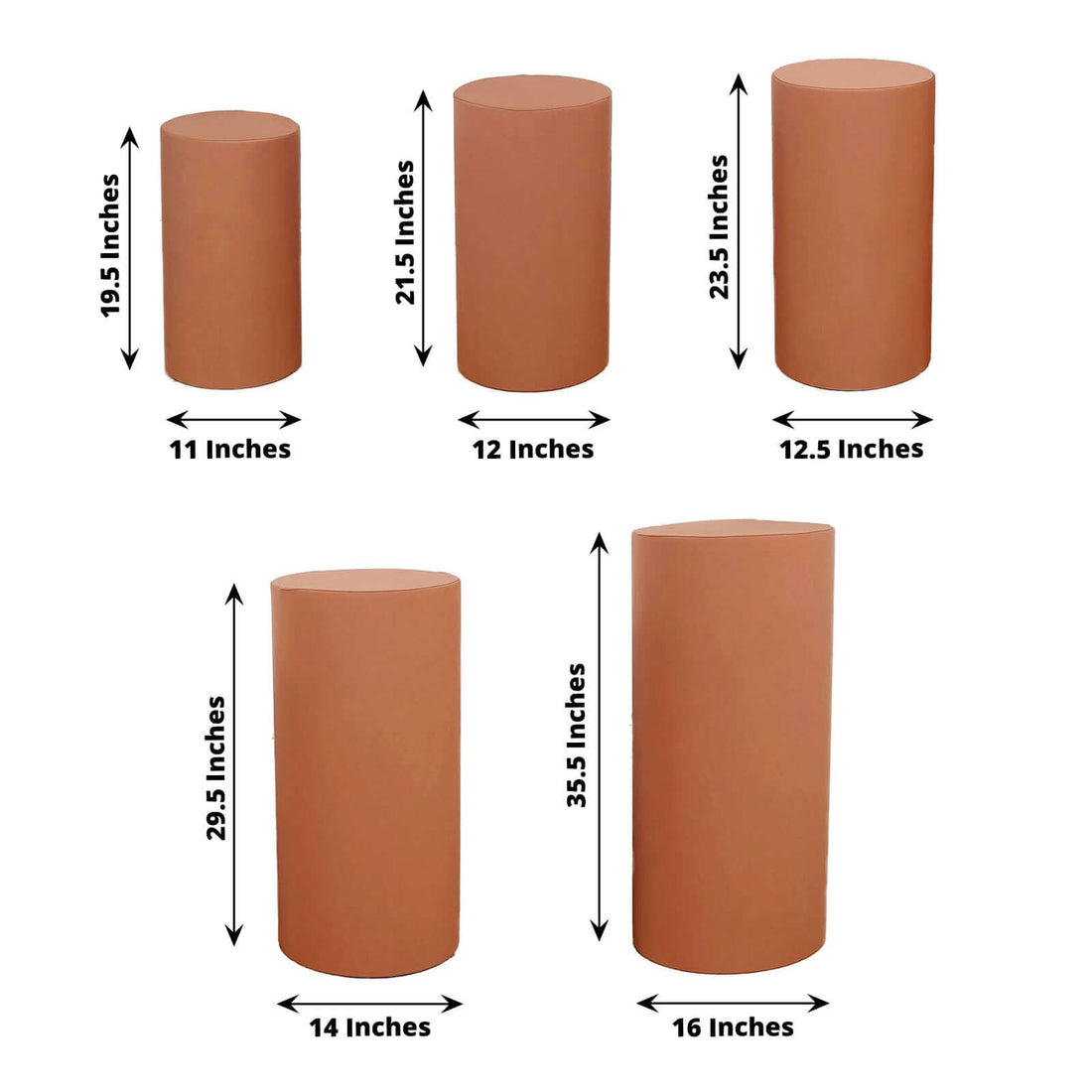 5 Terracotta (Rust) Cylinder Pillar Prop Covers | eFavormart
