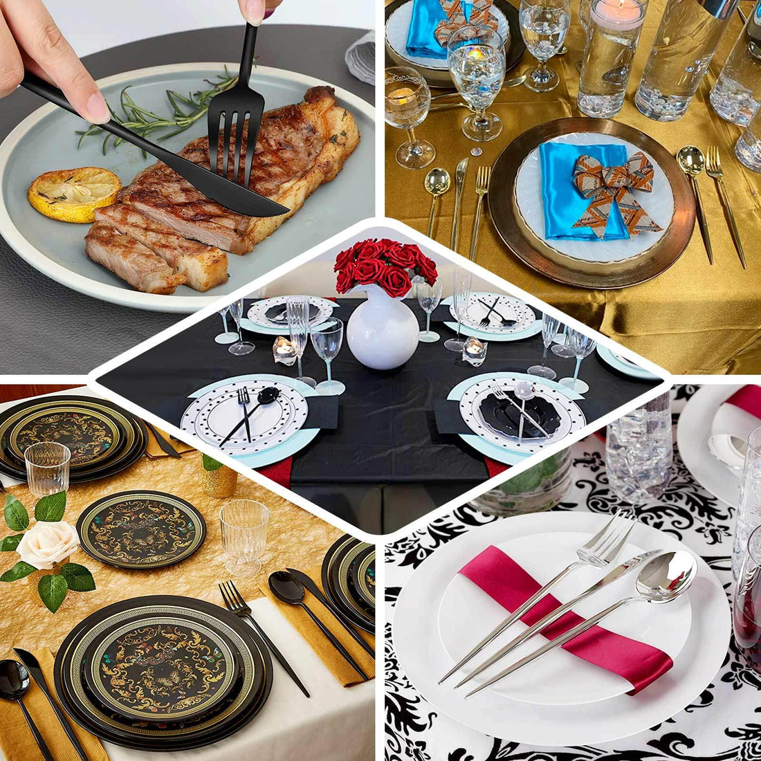 50 Pack Plastic Utensil Set Gold | eFavormart
