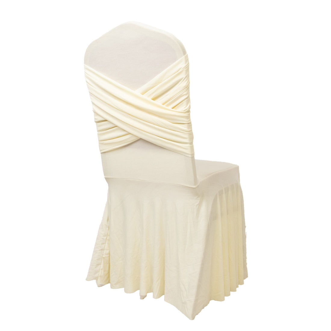 1pc Banquet Chair Cover Spandex Cross Back Ivory | eFavormart