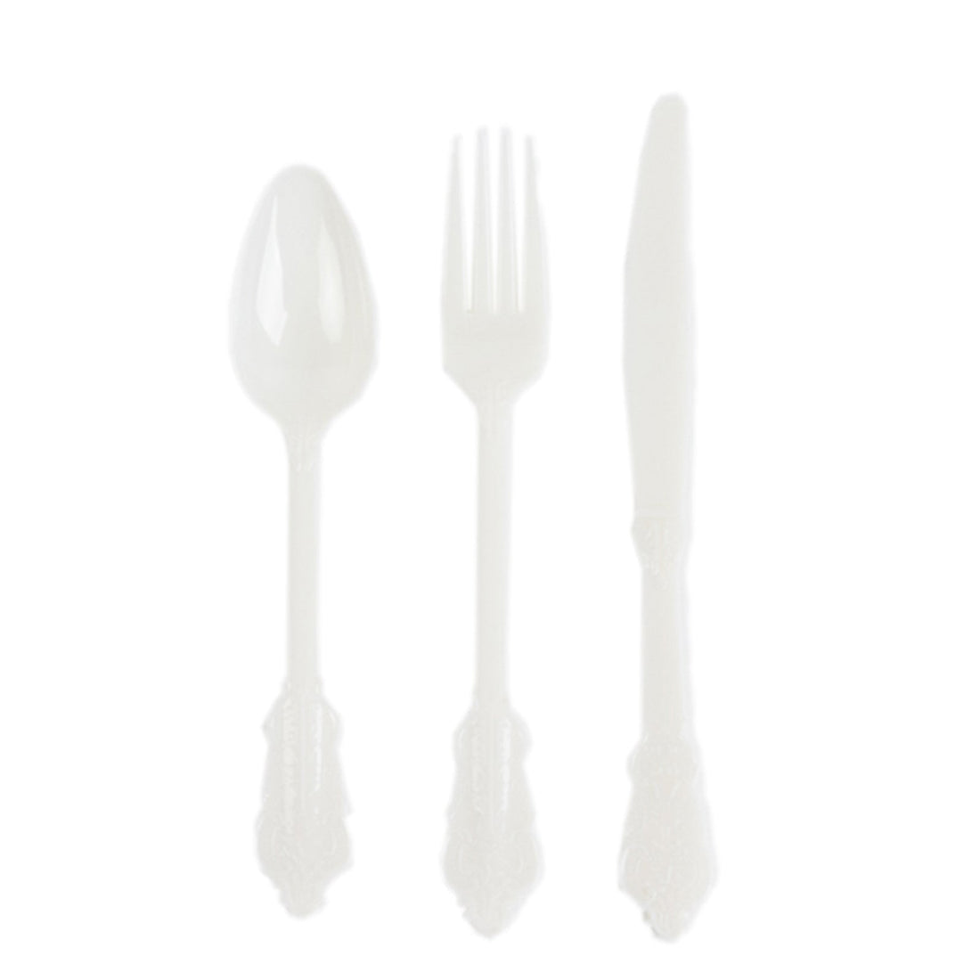 Plastic Silverware Set 72 Pcs Ivory in Baroque Style | eFavormart