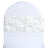 White chair cover with rose-shaped fabric detail