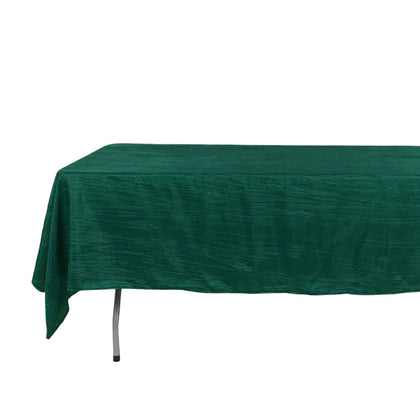 Taffeta Rectangle Tablecloth 60"x102" Hunter Emerald Green Accordion Crinkle Table Cover