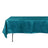 Teal satin tablecloth draped over a table