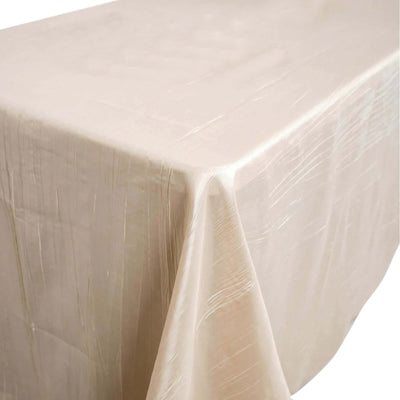 Taffeta Rectangle Tablecloth 90"x132" Beige with Accordion Crinkle Design - Seamless Finish