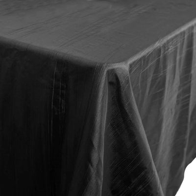 Taffeta Rectangle Tablecloth 90"x132" Black with Accordion Crinkle Design - Seamless Finish