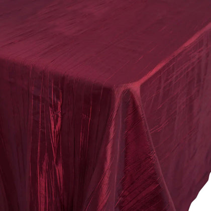 Taffeta Rectangle Tablecloth 90"x132" Burgundy with Accordion Crinkle Design - Seamless Finish