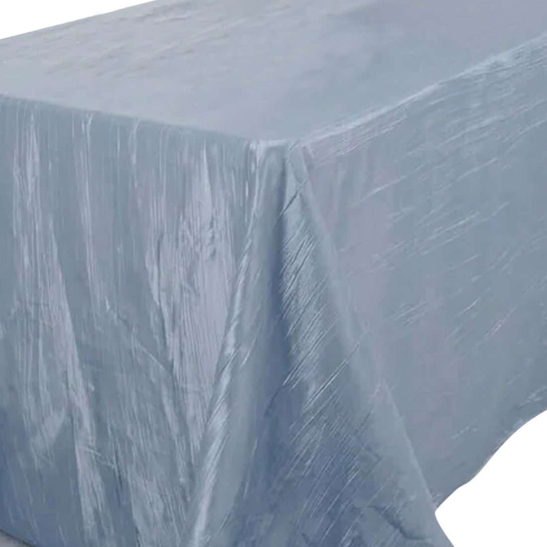 Light blue tablecloth with a textured finish, elegantly draped.