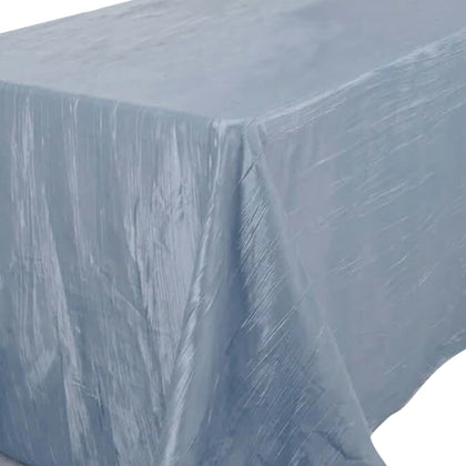 Taffeta Rectangle Tablecloth 90"x132" Dusty Blue with Accordion Crinkle Design - Seamless Finish