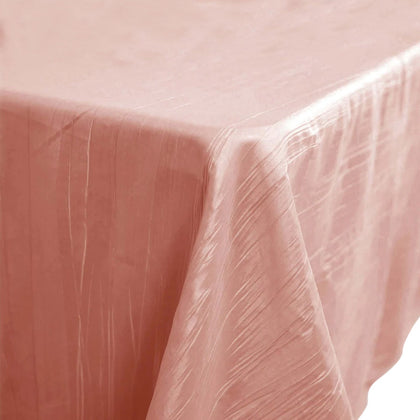 Taffeta Rectangle Tablecloth 90"x132" Dusty Rose with Accordion Crinkle Design - Seamless Finish