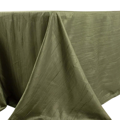 Taffeta Rectangle Tablecloth 90"x132" Dusty Sage Green with Accordion Crinkle Design - Seamless Finish