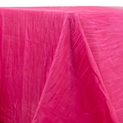 Taffeta Rectangle Tablecloth 90"x132" Fuchsia with Accordion Crinkle Design - Seamless Finish