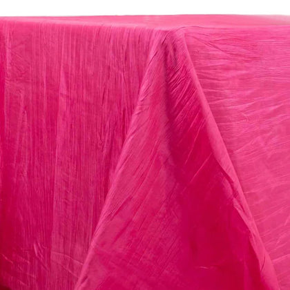 Taffeta Rectangle Tablecloth 90"x132" Fuchsia with Accordion Crinkle Design - Seamless Finish