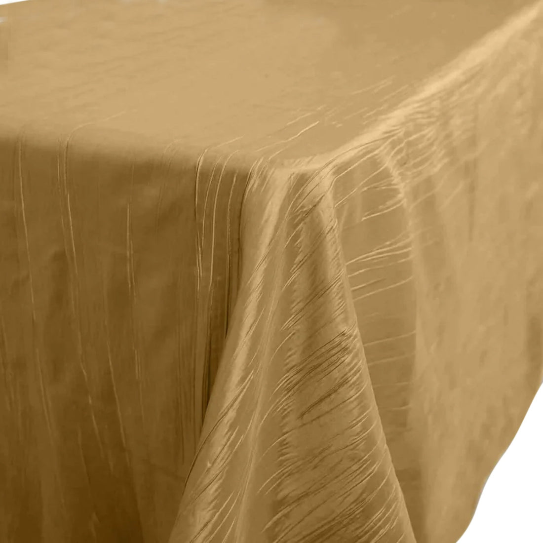 Gold tablecloth with textured fabric draping elegantly.