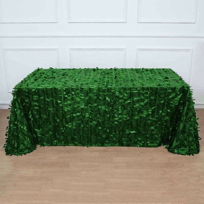 Taffeta Rectangle Tablecloth 90"x132" Green - 3D Leaf Petal Seamless Table Cover