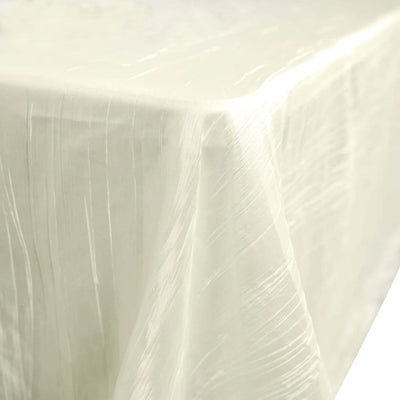 Taffeta Rectangle Tablecloth 90"x132" Ivory with Accordion Crinkle Design - Seamless Finish