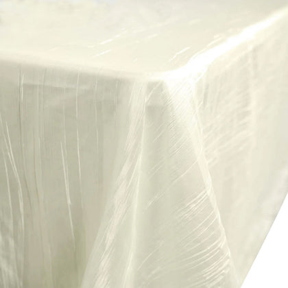 Taffeta Rectangle Tablecloth 90"x132" Ivory with Accordion Crinkle Design - Seamless Finish