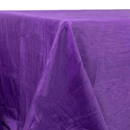 Taffeta Rectangle Tablecloth 90"x132" Purple with Accordion Crinkle Design - Seamless Finish
