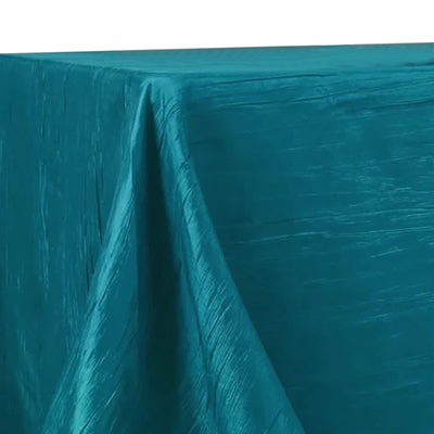 Taffeta Rectangle Tablecloth 90"x132" Teal with Accordion Crinkle Design - Seamless Finish