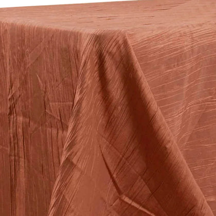 Taffeta Rectangle Tablecloth 90"x132" Terracotta (Rust) with Accordion Crinkle Design - Seamless Finish