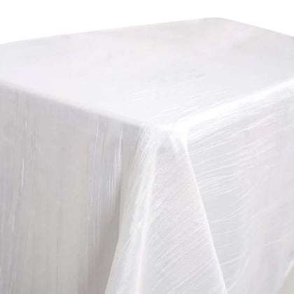 Taffeta Rectangle Tablecloth 90"x132" White with Accordion Crinkle Design - Seamless Finish for Refined Events