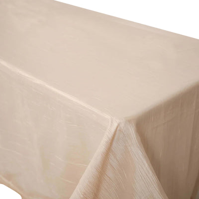 Taffeta Rectangle Tablecloth 90"x156" Beige with Accordion Crinkle Design - Seamless Finish