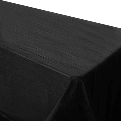Taffeta Rectangle Tablecloth 90"x156" Black with Accordion Crinkle Design - Seamless Finish