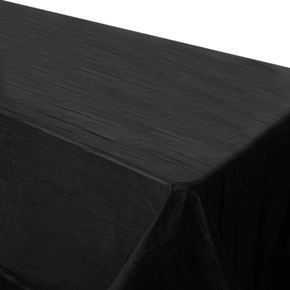 Taffeta Rectangle Tablecloth 90"x156" Black with Accordion Crinkle Design - Seamless Finish