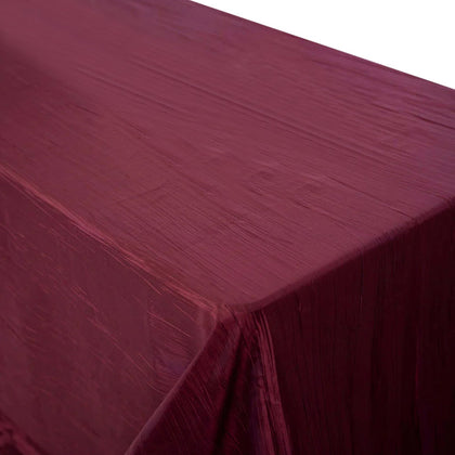 Taffeta Rectangle Tablecloth 90"x156" Burgundy with Accordion Crinkle Design - Seamless Finish