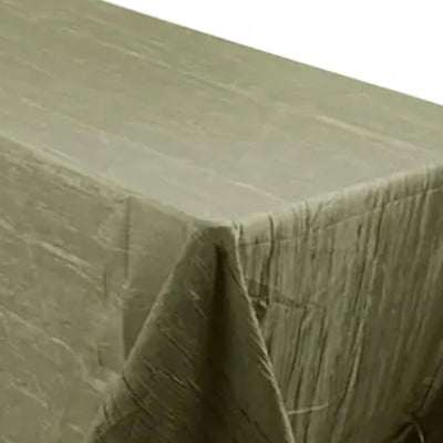 Taffeta Rectangle Tablecloth 90"x156" Dusty Sage Green with Accordion Crinkle Design - Seamless Finish
