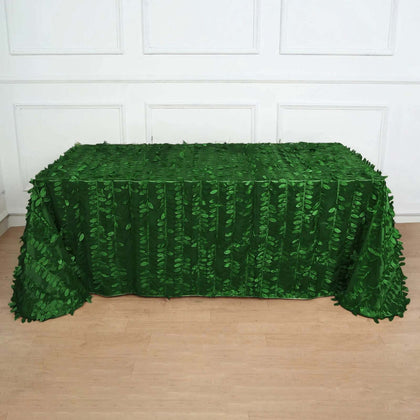 Taffeta Rectangle Tablecloth 90"x156" Green - 3D Leaf Petal Seamless Table Cover