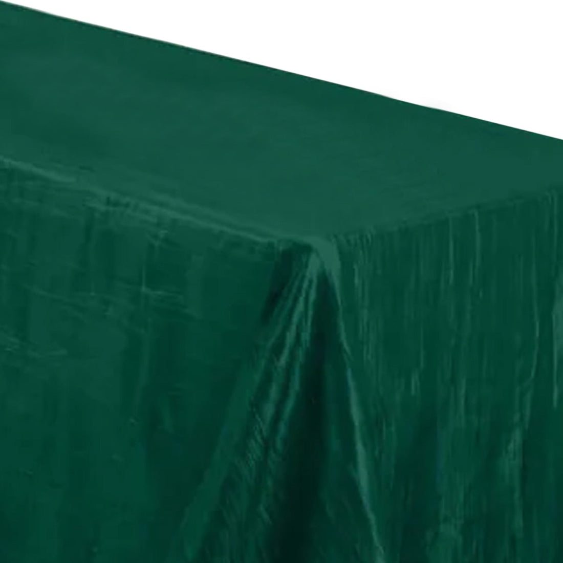 Green tablecloth draped over a table, showcasing smooth texture.