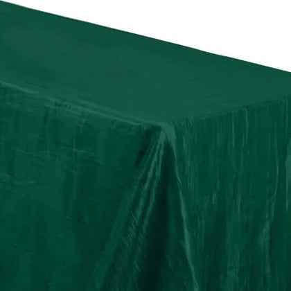 Taffeta Rectangle Tablecloth 90"x156" Hunter Emerald Green with Accordion Crinkle Design - Seamless Finish