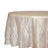 Round satin tablecloth in soft beige color, draped elegantly.