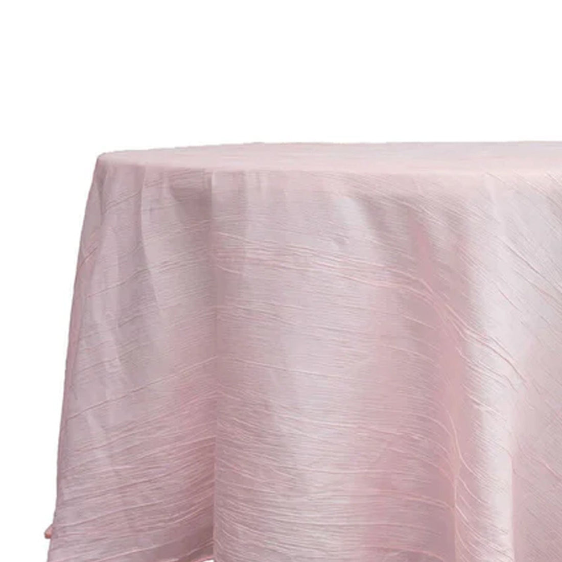Pink textured tablecloth on a plain white background.