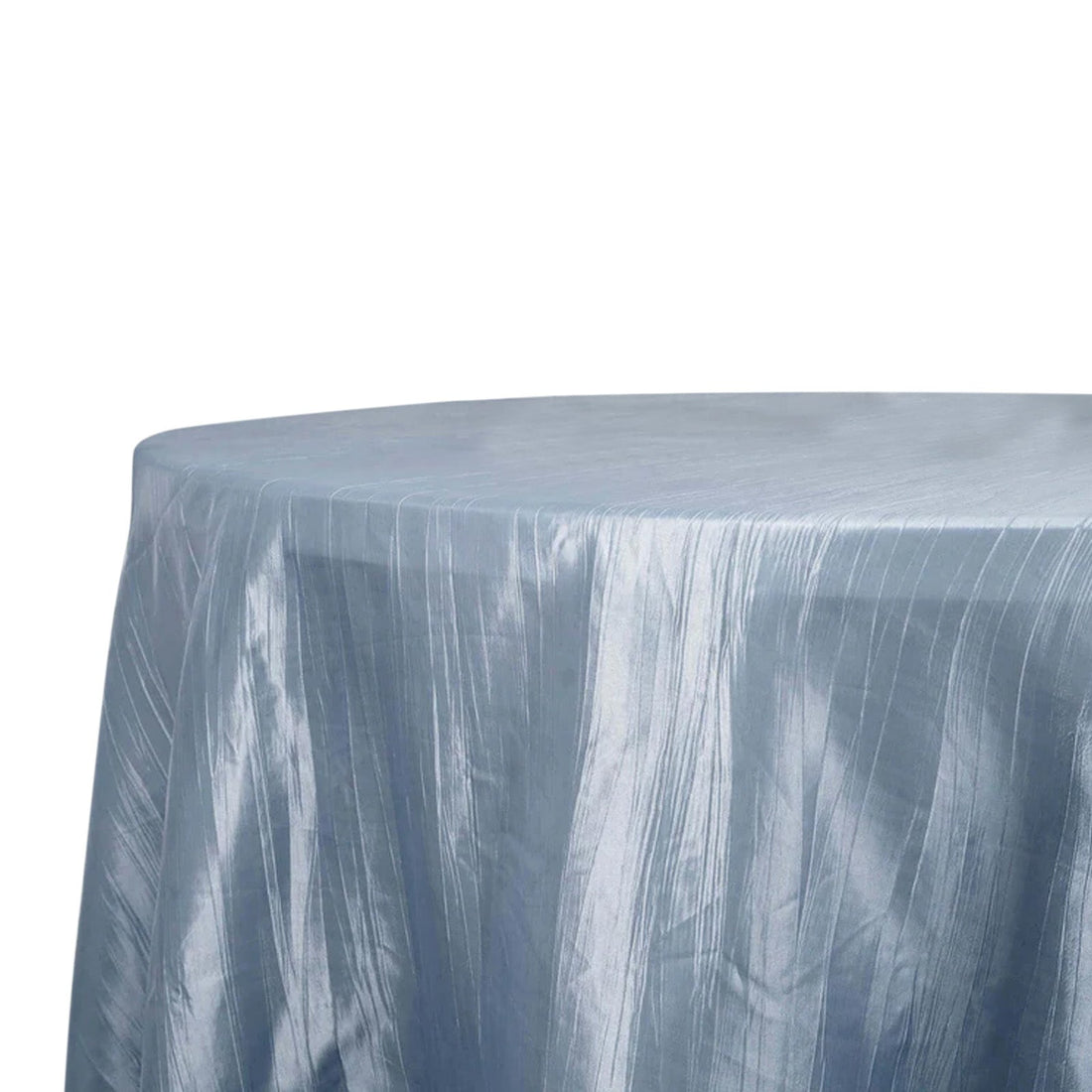 Blue satin tablecloth on a round table