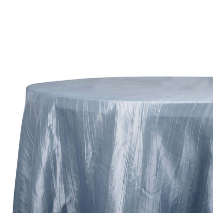 Taffeta Round Tablecloth 120" Dusty Blue with Accordion Crinkle Design - Seamless Finish