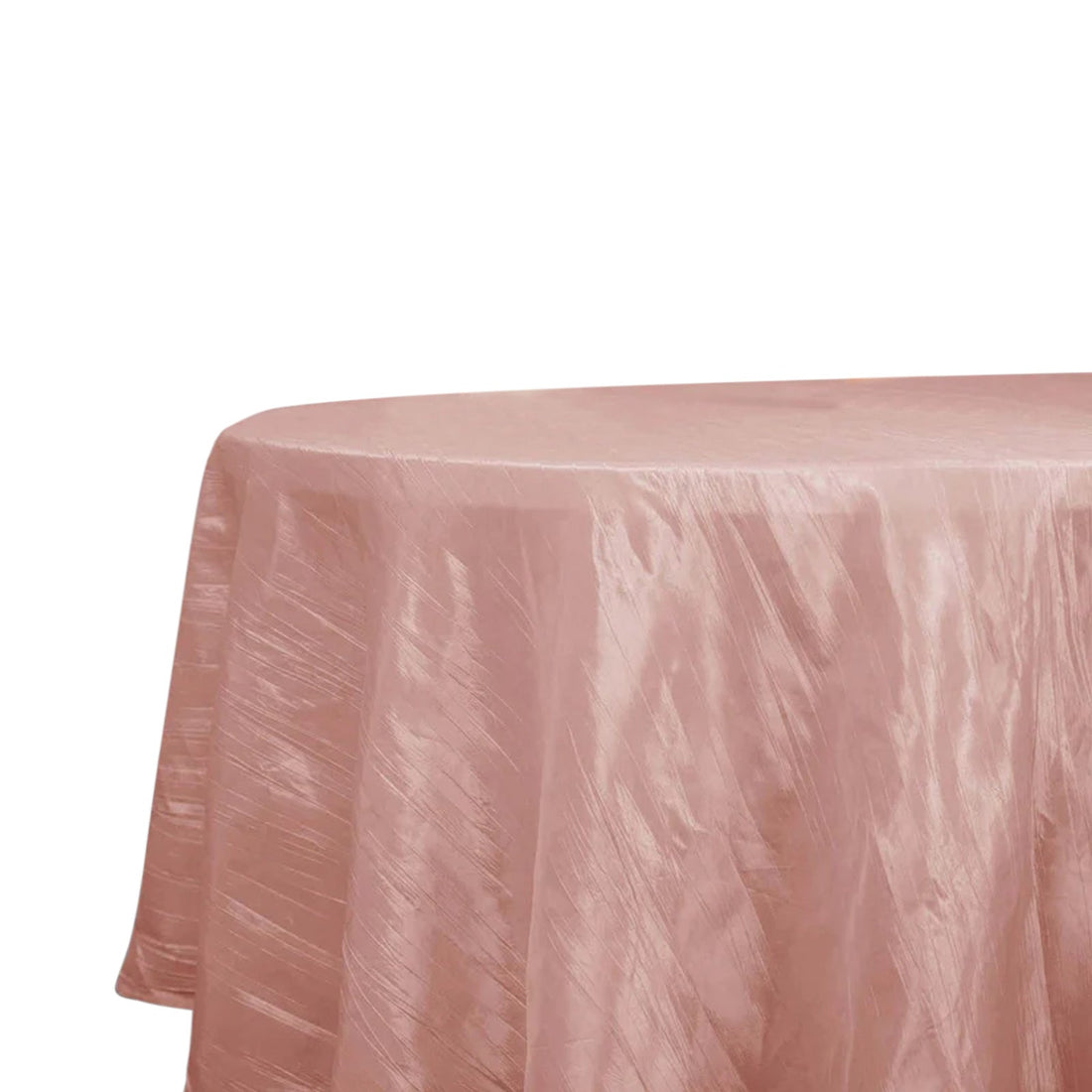 Pink satin tablecloth on a round table